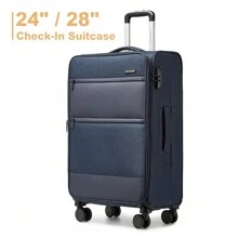 24 Inch 28 Inch Check-In Suitcase Lightweight Expandable Soft Shell With TSA Lock And 4 Spinner Wheels Durable Unisex Travel Luggage For Business And Personal Trips - Royal Blue - View 1