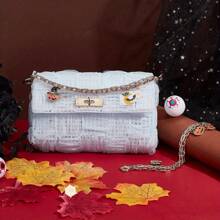 Abóbora de Halloween, Pendente de Alça de Bolsa de Metal de Teia de Aranha para Bolsa, Bolsa e Telefone de Halloween, Extensão de Corrente de Joias