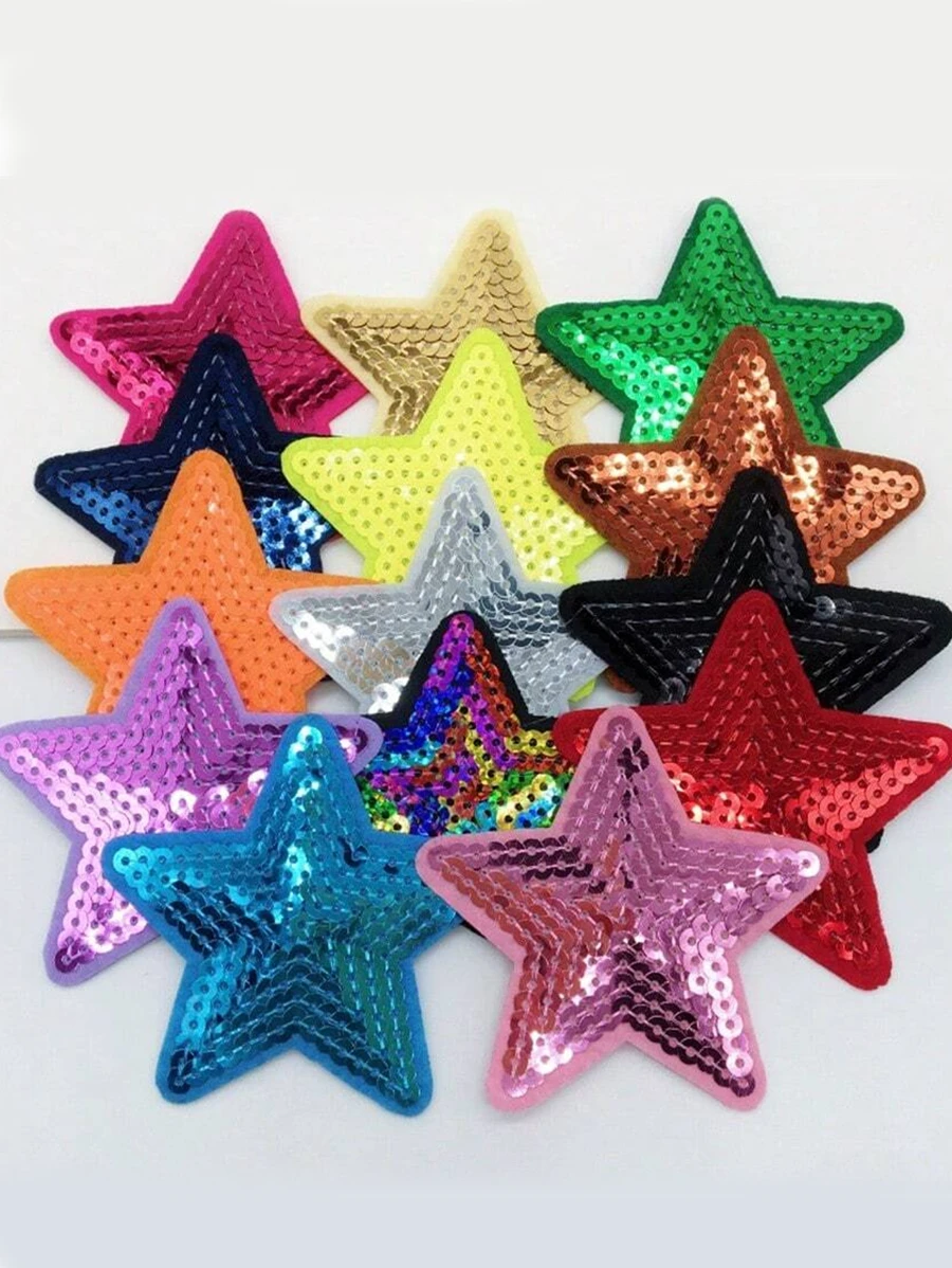 5/7/9/10/14/18/20PCS Miếng vá thêu hình ngôi sao lấp lánh, Miếng vá đính hình ngôi sao lấp lánh, Miếng vá may áo khoác Jeans Áo sơ mi Áo khoác Applique cho bé gái Miếng vá đính hình dễ thương Miếng vá đính hình cho áo khoác Băng dính Washi trang trí quần áo cưới