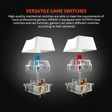 1 bàn phím chơi game cơ học có đèn, bàn phím máy tính kích thước đầy đủ với âm thanh Clickity-Clack, tương thích cắm và chạy với máy tính để bàn và máy tính xách tay - trục màu xanh đen - Xem 6