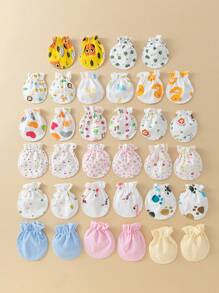 6双婴儿防抓手套，随机图案，17种款式混搭，包含6双婴儿手套 - 彩色 - 查看 1