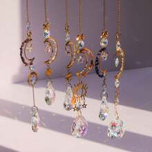 6pcs Interior Window Light Catcher Crystal Beads Rainbow Prism Ball Pendant Colored Light Catcher Pendant For Window Chandeliers Office, Home Garden Decoration - 金色 - 查看 3