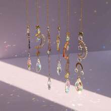 6pcs Interior Window Light Catcher Crystal Beads Rainbow Prism Ball Pendant Colored Light Catcher Pendant For Window Chandeliers Office, Home Garden Decoration - 金色 - 查看 2