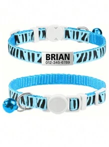 Customizable Cat Collar With Breakaway Buckle - Adjustable, Stylish, And For Kittens And Cats - Personalized With Name ID Tag And Bell Ornamental,Engraved Stylish,Fashion,Colorful,Vintage,Cute,Contracted,Cuties Custom,Unique,Customized,Personalized Pet For Anniversaries,For Birthdays,Vacay Vibes,Outdoor Living Inspo - Multicolor - View 13