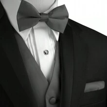 Sizes XS To 6XL Men's 3-Piece Tuxedo Vest Set – Satin Waistcoat With Bow Tie And Pocket Square For Wedding, Prom, Formal Events - 木炭 - 查看 4