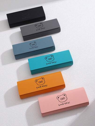 1 件可爱熊图案眼镜盒，便携式耐压眼镜收纳盒，适用于近视眼镜、处方眼镜和太阳镜。女士眼镜配件