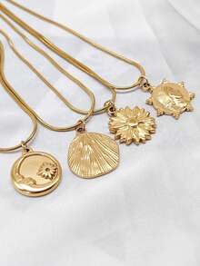 1 套 5 件复古风格不锈钢太阳金色吊坠，适用于珠宝 DIY、配饰 - 太陽 - 查看 1