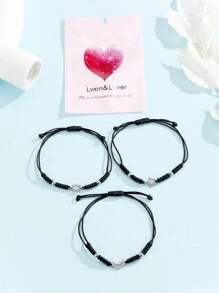 ATLVXJL Bộ 3 vòng tay dành cho bạn thân, anh chị em, cặp đôi, vòng tay dệt với họa tiết mặt trăng, mặt trời, ngôi sao, thích hợp làm quà tặng cho nữ, bạn gái, các cặp đôi hoặc quà tặng ngày lễ. - Nhiều màu - Xem 2