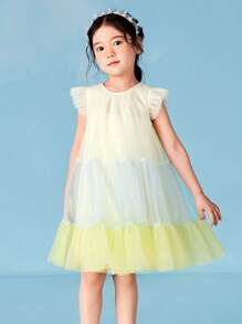 mini bala 宽松甜美海洋风网纱泡泡连衣裙，夏季 - 白色 - 查看 1