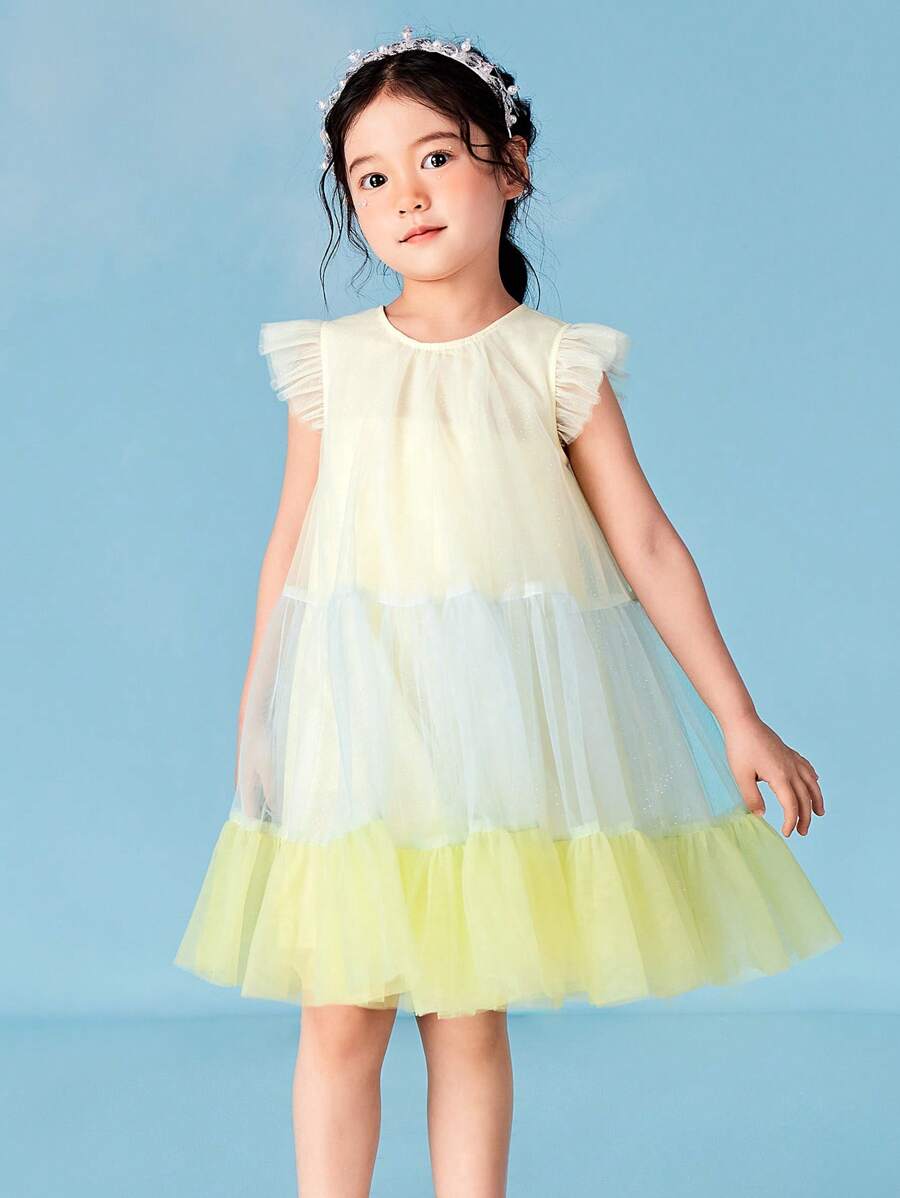 mini bala 宽松甜美海洋风网纱泡泡连衣裙，夏季 - 白色 - 查看 1