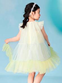 mini bala 宽松甜美海洋风网纱泡泡连衣裙，夏季 - 白色 - 查看 3