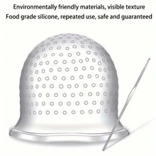 2-Piece Set Silicone Hair Dye Hat With Hook, DIY Hair Dyeing Cap, Professional Reusable Hair Color Cap, Silicone Hair Coloring Highlighting Cap For Highlighting And Dyeing - Multicolor - View 6