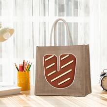 巧克力饼干储物袋、大容量礼品袋、女士休闲手提包、工作用手提包、上学通勤必备品、购物伴侣、多个口袋整理器、防水面料、时尚印花、舒适手柄、可折叠方便存放，适合秋季家居装饰 - 卡其色 - 查看 18