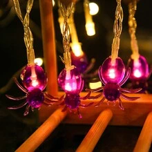 1pc LED Purple Small Spider String Lights, Halloween Decor Lights, Horror Atmosphere Setting Lights Halloween Decoration Room Decor Halloween Garden Decor For Gift Fairy Holiday Decor Festival Decor - Warm Color - View 9