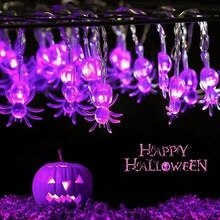 1pc LED Purple Small Spider String Lights, Halloween Decor Lights, Horror Atmosphere Setting Lights Halloween Decoration Room Decor Halloween Garden Decor For Gift Fairy Holiday Decor Festival Decor - Warm Color - View 6