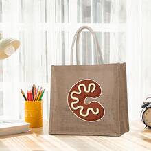 巧克力饼干储物袋、大容量礼品袋、女士休闲手提包、工作用手提包、上学通勤必备品、购物伴侣、多个口袋整理器、防水面料、时尚印花、舒适手柄、可折叠方便存放，适合秋季家居装饰 - 卡其色 - 查看 32