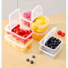 1 pieza Caja portátil para frutas con gran capacidad de almacenamiento para refrigerador en hogares. Caja transparente con compartimentos para almacenar verduras y frutas frescas. - Multicolor - Ver 4