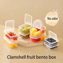 1 pieza Caja portátil para frutas con gran capacidad de almacenamiento para refrigerador en hogares. Caja transparente con compartimentos para almacenar verduras y frutas frescas. - Multicolor - Ver 7