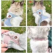 1 pieza Correa de conejo, arnés para mascotas, ajustable, tipo de espalda, tipo de chaleco, correa de pecho anti-escape, adecuado para gatos y conejos, correa para caminar, suministros universales para mascotas