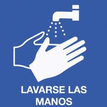 Señalamiento: "Favor de lavarse las manos". Impreso sobre plástico estireno calibre 40, ideal para interior o exterior. Medidas: 20 cm x 20 cm. Señalética, Letrero, Señal. - Azul - Ver 2