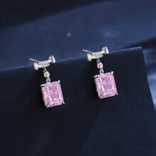 Exquisitos pendientes de circonio cúbico rosa y cobre