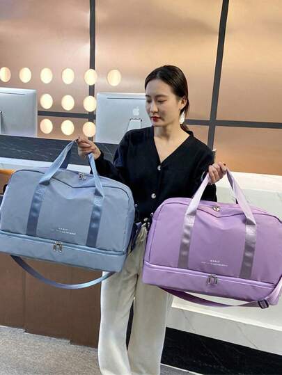 Damen Reisetasche mit großem Fassungsvermögen, tragbare Sporttasche mit trockener und nasser Trennung, Wochenendtasche mit Umhängegurt und Makeup-Tasche, lässige Sporttasche, vielseitig einsetzbarer Reisetrolley, leichte Sporttasche für Herbstdekor, Boho-Feeling