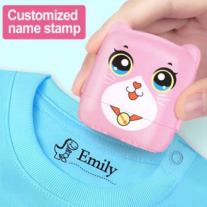1pc Personalized Name Stamp For Clothing, Customizable Cute Pink Cat, Panda, And Blue Bird Designs, Waterproof And Washable, Ideal For Labeling T-Shirts, Backpacks, And More, Easy To Use, Perfect For Home Organization, Long-Lasting Custom Name Label Stamp For Personal Items Ideal Gifts For Him Her, Boyfriend, Girlfriend, For Christmas, For Winter, For Fall/Autumn, For School, For Business/Work/Office Back To School, Back To School, Ornamental, Modern,Office & School Supplies,Xmas Decoration,Solid Color Name Stamp