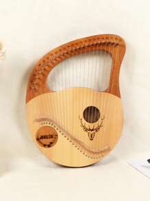 24-String Box-Style Lyre Harp With Reindeer Pattern, Mini Vertical Harp For Beginners, Small Lyre Instrument - 24-string Box-type Lyall Elk Model - View 1