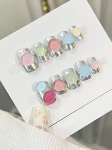 10 chiếc Gương thần đơn giản được cá nhân hóa Hạt đường băng hồng với hạt thạch cho móng tay nghệ thuật DIY - Nhiều màu - Xem 8