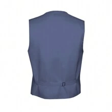 Sizes XS To 6XL Men's 3-Piece Tuxedo Vest Set – Satin Waistcoat With Bow Tie And Pocket Square For Wedding, Prom, Formal Events - 矢車菊 - View 4