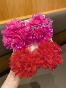 4pcs Cute Flower Hair Scrunchies, Suitable For Daily Use And Performances - Multicolor - View 2