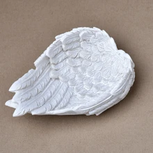 1 件装天使之翼白色羽毛树脂家居装饰支架带水晶球底座最佳礼物生日毕业 - 白色 - 查看 7