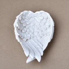 1 件装天使之翼白色羽毛树脂家居装饰支架带水晶球底座最佳礼物生日毕业 - 白色 - 查看 8