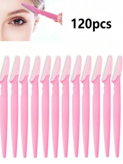 120 st/set flerfärgade ögonbryns- och rakhyvlar, inklusive ögonbrynstrimmer, rakapparat, borttagare av döda hudceller, hårborttagare, ansikts- och ögonbrynshyvel, med precisionsskydd, lämplig för kvinnor eller resor, hårprodukter och tillbehör för frisörsalong, skönhetsresor