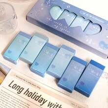 6pcs/Box Gradient Color Eraser Charming And Practical Study Stationery Suitable For Office And Classrooms - Multicolor - View 2