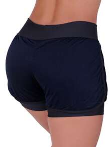 Women Sports Shorts - 藏蓝色 - 查看 2