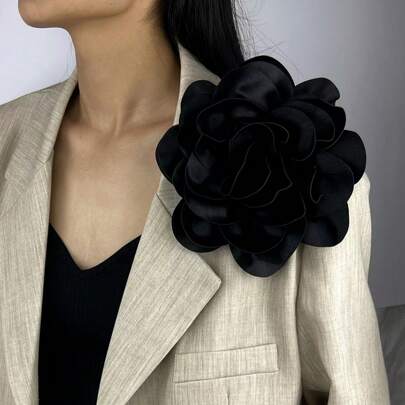 Broșe cu flori de trandafiri extra mari Ace de rever Broșe din țesătură din satin delicat Broșă cu flori mari de camelie pentru femei Partea de nuntă Accesorii pentru haine de dans Bijuterii Cadouri