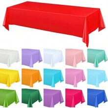 1 pezzo Tovaglia di plastica usa e getta, di forma rettangolare, adatta per feste di compleanno, baby shower, matrimoni, feste a tema marino e giornate dedicate al ritorno a scuola e San Valentino, disponibile in vari colori