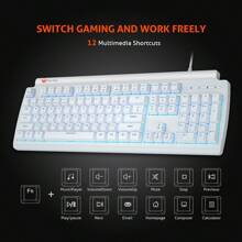 1 bàn phím chơi game cơ học có đèn, bàn phím máy tính kích thước đầy đủ với âm thanh Clickity-Clack, tương thích cắm và chạy với máy tính để bàn và máy tính xách tay - trục màu xanh đen - Xem 4