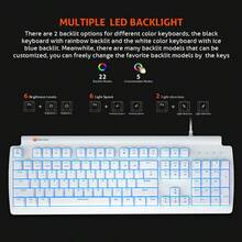 1 bàn phím chơi game cơ học có đèn, bàn phím máy tính kích thước đầy đủ với âm thanh Clickity-Clack, tương thích cắm và chạy với máy tính để bàn và máy tính xách tay - trục màu xanh đen - Xem 5