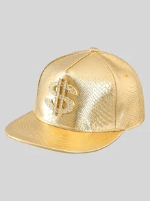 Cool Hippie Flat Brim Baseball Cap, Rhinestone Golden Dollar Sign Punk Trucker Hat, Snapback Hat For Casual Leisure Outdoor Sports, Dance & Skate Boarding & Cosplay,School