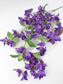 1 PIEZA Planta colgante artificial de seda, flor de buganvilla, corona triangular de flor de ciruelo adecuada para decoración de primavera y otoño al aire libre, arco de boda, pared, jardín, porche, decoración del hogar - 1 colgante de ratán de buganvilla. - Ver 8