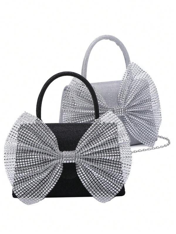 Abendtasche mit glänzender Schleife verziert, perfekt für Partys, Hochzeiten, Abschlussbälle, Dinner/Bankette, passend zu Hochzeitskleider, formeller Kleidung, Abendkleider, Geburtstagskleider, Damen Abendmode Partys Valentinstag