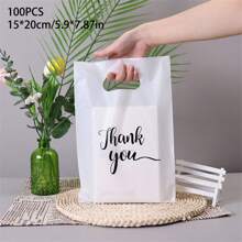 10/50/100 Chiếc Túi Thank You Túi Nhựa Cầm Tay Túi Quà Tặng Dập Nóng In Tiệc Sinh Nhật Mua Sắm Kẹo Bánh Quy Bao Bì Đồ Dùng Học Tập Túi Thực Phẩm Hộp Thực Phẩm Thích Hợp Cho Kẹo Bánh Quy Sô Cô La V. V. - Đen 100 chiếc - Xem 27
