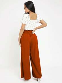 Women Pants - 번트 오렌지 - 보기 2