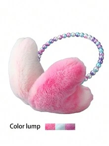1pc Children's Cute Heart Shaped Pearl Decor Plush Ear Muffs For Warmth And Cold Protection In Autumn And Winter - Love - View 2