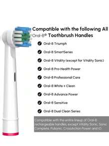 4/12/20 Pack Professional Electric Toothbrush Heads Sensitive Clean Brush Heads Refill For 7000/Pro 1000/9600/ 500/3000/8000, Replacement Toothbrush Heads Compatible Oral B - White - View 5