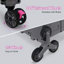 SELORSS BY10CX Foldable Shopping Trolley On Wheels Collapsible Portable Utility Cart With Stair Climbing Wheels With Magnetic Lid 80kg Rolling Crate With Telescoping Handle For Camping Fishing Tool Storage - Grey - View 4