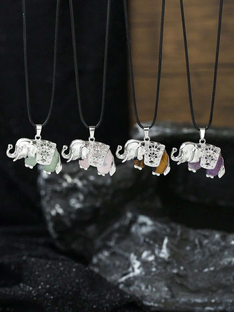 1PC/ Crystal Elephant Fashion Pendant Necklace, Holiday Party Jewelry Gifts - Elephant - View 1