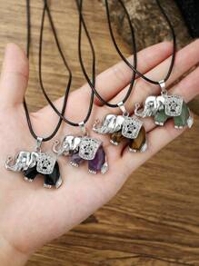 1PC/ Crystal Elephant Fashion Pendant Necklace, Holiday Party Jewelry Gifts - Elephant - View 3
